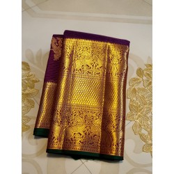 Exclusive Pure Kanchipuram Silk Saree with Vairaoosi Weaving, Parrot Buttas & Rich Zari Pallu