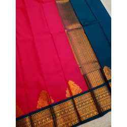 Semi Silk Kanjivaram  Saree Korvai - Dark Pink
