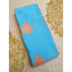 Semi Silk Kanjivaram  Saree Korvai - Blue