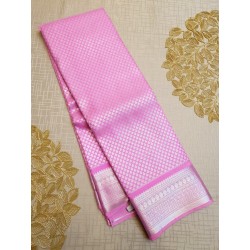 Semi Silk Saree  - Silver Zari Pink