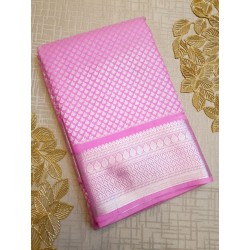 Semi Silk Saree  - Silver Zari Pink