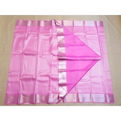 Semi Silk Saree  - Silver Zari Pink