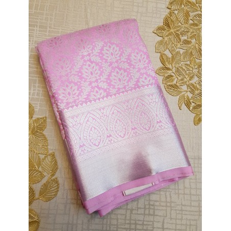 Semi Silk Saree  - Silver Zari