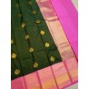 Semi Silk  Saree Korvai - Dark Green