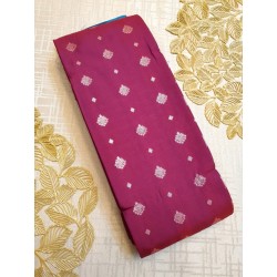 Semi Silk  Saree Korvai - Silver Zari