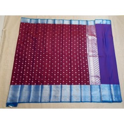 Semi Silk  Saree Korvai - Silver Zari