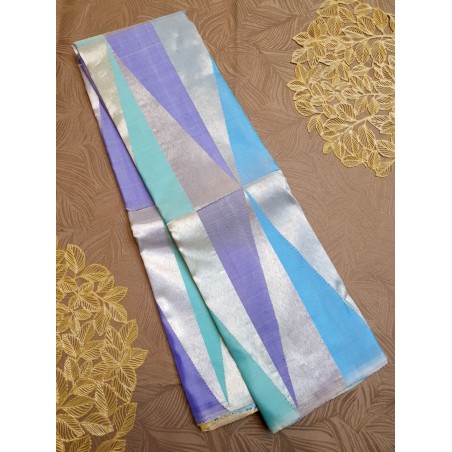 8Kol Pure Kanjivaram Silk Saree  - Blue With Silver Zari