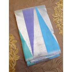 8Kol Pure Kanjivaram Silk Saree  - Blue With Silver Zari
