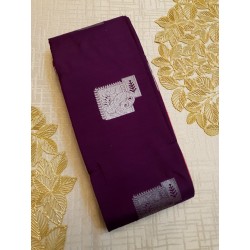 Semi Silk  Saree Korvai - Silver Zari