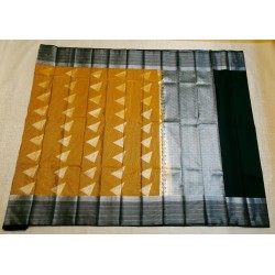 Semi Silk  Saree Korvai - Silver Zari