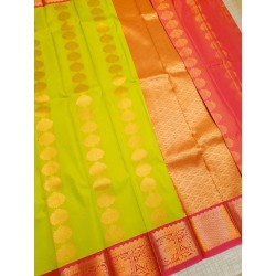 Semi Silk  Saree Korvai - Green