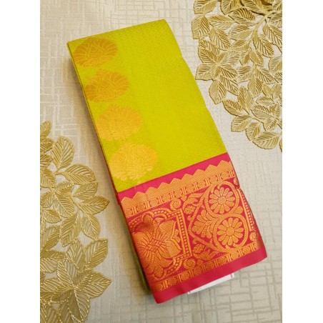 Semi Silk  Saree Korvai - Green