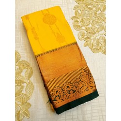 Semi Silk  Saree Korvai - Green