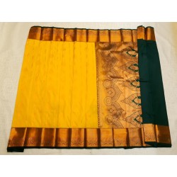 Semi Silk  Saree Korvai - Green