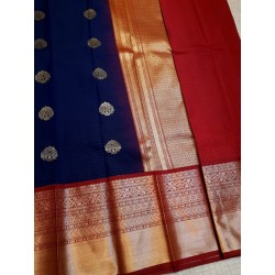 Semi Silk  Saree Korvai - Dark Blue