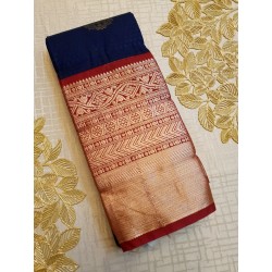 Semi Silk  Saree Korvai - Dark Blue