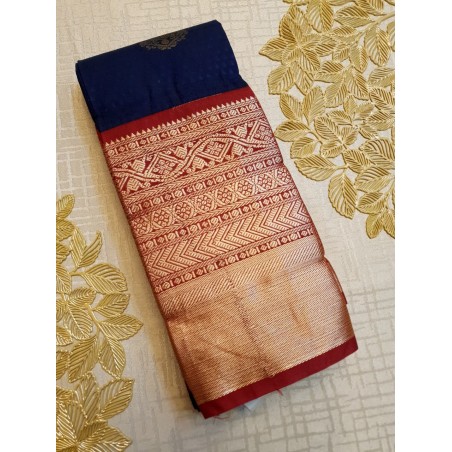 Semi Silk  Saree Korvai - Dark Blue