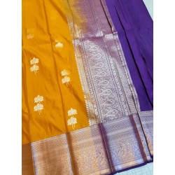 Semi Silk  Saree Korvai - Yellow
