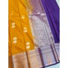 Semi Silk  Saree Korvai - Yellow