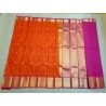 Semi Silk  Saree Korvai - Orange With Yellow