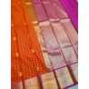 Semi Silk  Saree Korvai - Orange With Yellow