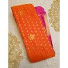 Semi Silk  Saree Korvai - Orange With Yellow