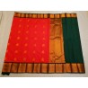 Semi Silk  Saree Korvai - Pink With Green