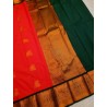 Semi Silk  Saree Korvai - Pink With Green