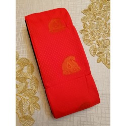 Semi Silk  Saree Korvai - Pink With Green