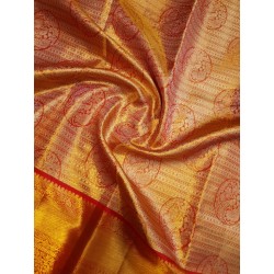 2G Pure Kanjivaram Silk Saree-Tissue - Red