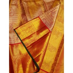 2G Pure Kanjivaram Silk Saree-Tissue - Red
