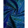 3Gram Pure Zari Kanjivaram Silk Saree - Peacock Blue-checks - Kattam