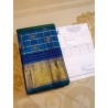 3Gram Pure Zari Kanjivaram Silk Saree - Peacock Blue-checks - Kattam