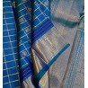3Gram Pure Zari Kanjivaram Silk Saree - Peacock Blue-checks - Kattam