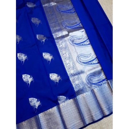 Semi Silk  Saree Korvai - Blue