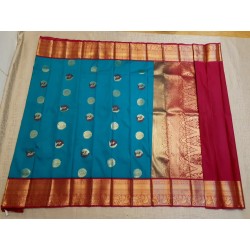 Semi Silk  Saree Korvai - Blue