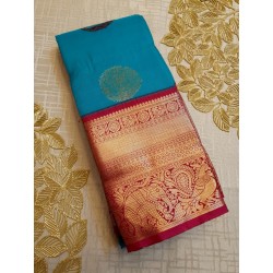 Semi Silk  Saree Korvai - Blue