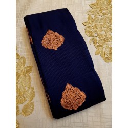 Semi Silk  Saree Korvai - Blue
