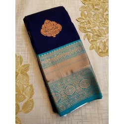 Semi Silk  Saree Korvai - Blue