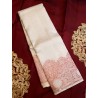 Pure Kanjivaram Silk Saree  - White With Red