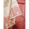 Pure Kanjivaram Silk Saree  - White With Red