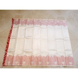 Pure Kanjivaram Silk Saree  - White With Red