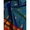 2G Pure Kanchipuram Silk Saree with peacock blue with rich Arakku Blouse and pallu