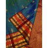 2G Pure Kanchipuram Silk Saree with peacock blue with rich Arakku Blouse and pallu