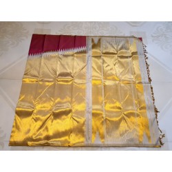 8Kol Pure Kanjivaram Silk Saree  - Golden With Maroon