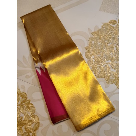8Kol Pure Kanjivaram Silk Saree  - Golden With Maroon