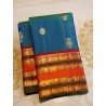 2G Pure Kanchipuram Silk Saree with peacock blue with rich Arakku Blouse and pallu