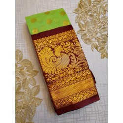 Premium Silkcotton Sarees - Green Brown