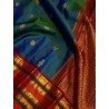 2G Pure Kanchipuram Silk Saree with peacock blue with rich Arakku Blouse and pallu