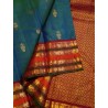 2G Pure Kanchipuram Silk Saree with peacock blue with rich Arakku Blouse and pallu